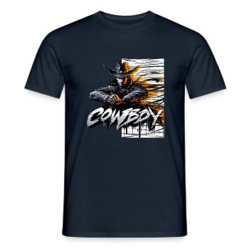 cowboy digital glitch - Männer T-Shirt - Navy - Vorne - AI Model Male 178 light (178cm)
