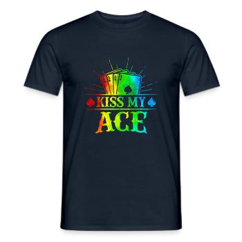 Kiss My Ace jeu de poker jeu de cartes casino club jouer - T-shirt homme - marine - Devant - AI Model Male 178 light (178cm)