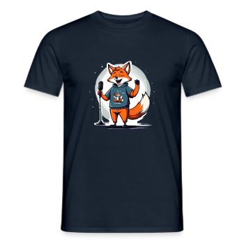Chanteur de renard chantant avec microphone - T-shirt homme - marine - Devant - AI Model Male 178 light (178cm)