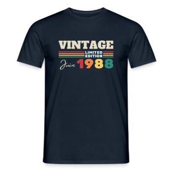 Vintage juin 1988 cadeau anniversaire - T-shirt homme - marine - Devant - AI Model Male 178 light (178cm)