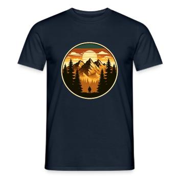 Chemise vintage Wilderness Adventure - Coucher de soleil - T-shirt homme - marine - Devant - AI Model Male 178 light (178cm)