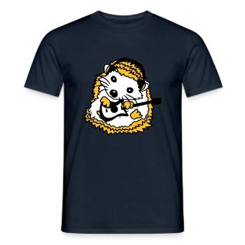 Sitzender Igel Spielt Süß Gitarre Musik Gitarrist - Männer T-Shirt - Navy - Vorne - AI Model Male 178 light (178cm)