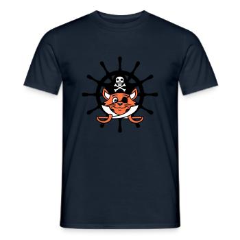 Pirat Katze Säbel Steuerrad Seeräuber Augenklappe - Männer T-Shirt - Navy - Vorne - AI Model Male 178 light (178cm)