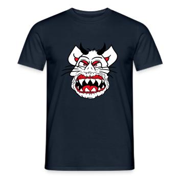 Démon Monstre Chat Halloween Horreur Cornes de Diable - T-shirt homme - marine - Devant - AI Model Male 178 light (178cm)