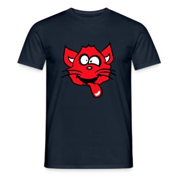 Chat Plisse les yeux Drôle Fou Langue Sortie Grimace - T-shirt homme - marine - Devant - AI Model Male 178 light (178cm)