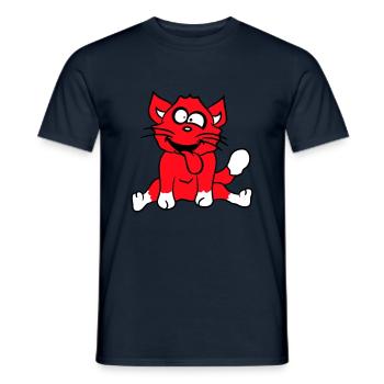 Chat Plisse les yeux Drôle Fou Langue Sortie Grimace - T-shirt homme - marine - Devant - AI Model Male 178 light (178cm)