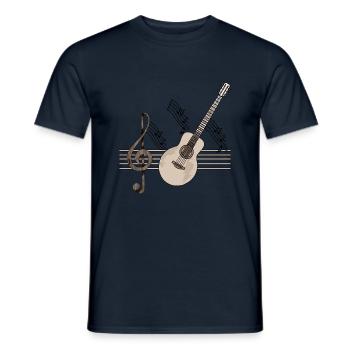 Gitarre - Männer T-Shirt - Navy - Vorne - AI Model Male 178 light (178cm)