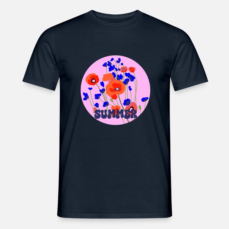 Sommer Mohn - Männer T-Shirt - Navy