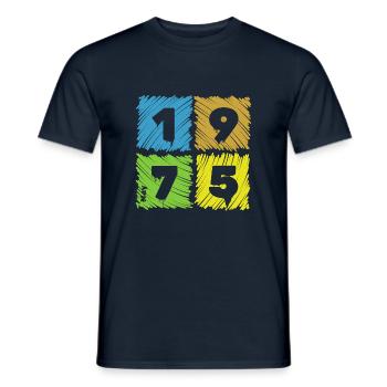 50th Birthday Colored Patches since 05/1975 - Men's T-Shirt - navy - Front - AI Model Male 178 light (178cm)