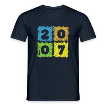 18. Geburtstag Farbige Patches since 06/2007 - Männer T-Shirt - Navy - Vorne - AI Model Male 178 light (178cm)