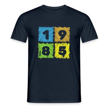 40th Birthday Colored Patches since 06/1985 - Men's T-Shirt - navy - Front - AI Model Male 178 light (178cm)
