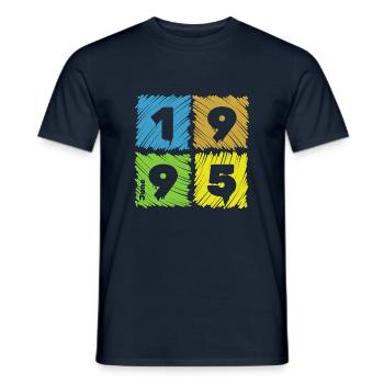30. Geburtstag Farbige Patches since 06/1995 - Men's T-Shirt - navy - Front - AI Model Male 178 light (178cm)