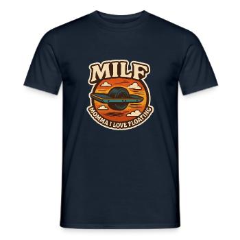 Momma I Love Floating (Onewheel Retro Stick - Men's T-Shirt - navy - Front - AI Model Male 178 light (178cm)