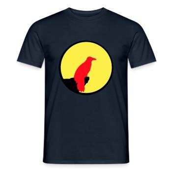Vogel sitzt Mond nachts Klippe Werwolf heulen Wolf - Männer T-Shirt - Navy - Vorne - AI Model Male 178 light (178cm)