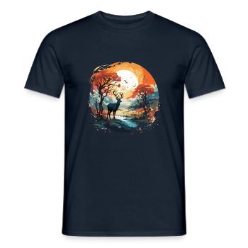 Hirsch im Herbstkreis - Männer T-Shirt - Navy - Vorne - AI Model Male 178 light (178cm)