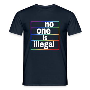 no human is illegal - The Original - Men's T-Shirt - navy - Front - AI Model Male 178 light (178cm)