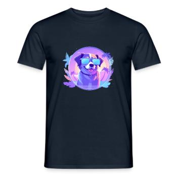 Cool Summer Vibes 80s Cyber Sunglasses Dog - Men's T-Shirt - navy - Front - AI Model Male 178 light (178cm)