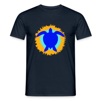 Water turtle flower pretty silhouette pattern - Men's T-Shirt - navy - Front - AI Model Male 178 light (178cm)