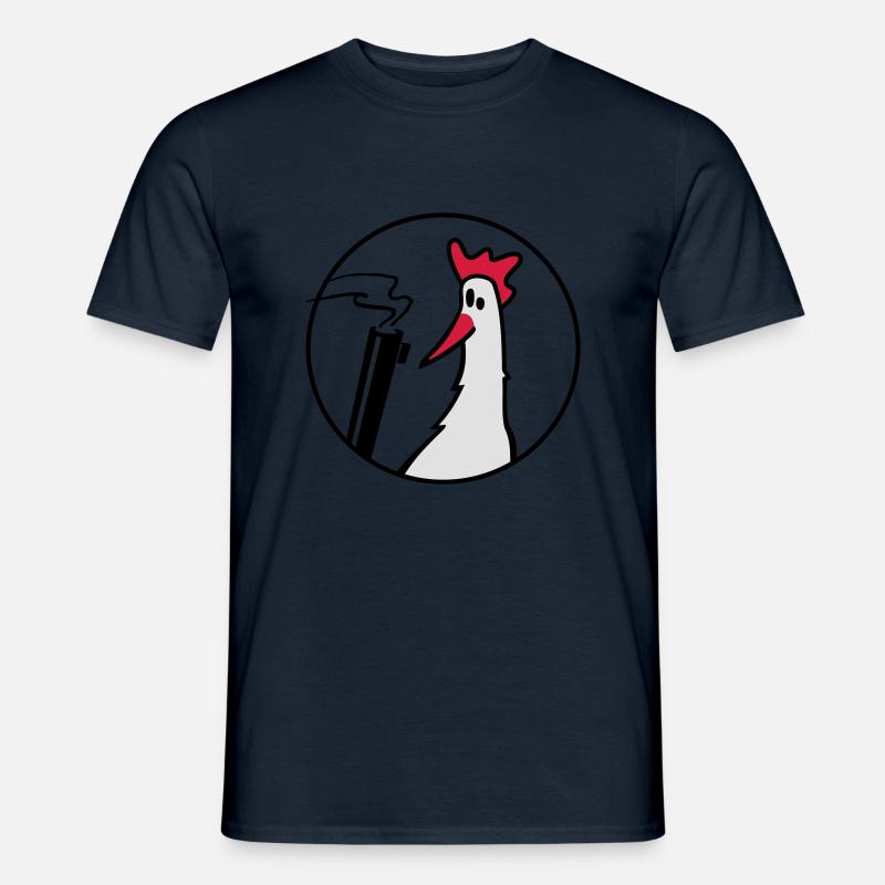 Crazy Chicken mit Gun - Männer T-Shirt - Navy