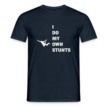 I do my own stunts, Jump! - Männer T-Shirt - Navy - Vorne - AI Model Male 178 light (178cm)
