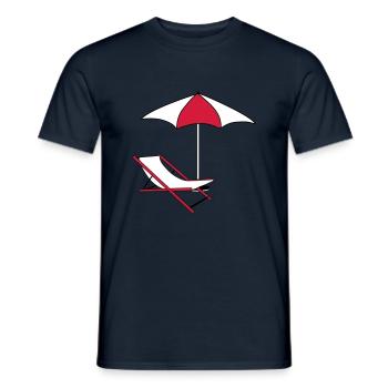 umbrella parasol deckchair beach chair holiday - Men's T-Shirt - navy - Front - AI Model Male 178 light (178cm)