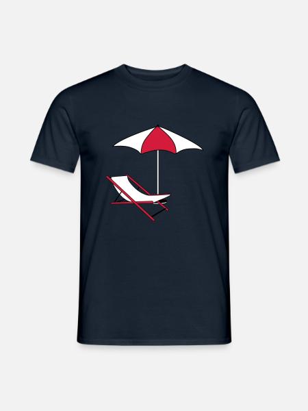 umbrella parasol deckchair beach chair holiday - Men's T-Shirt - navy