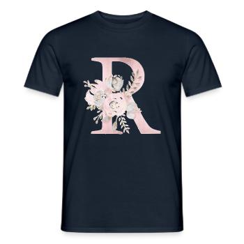 Letter R with flowers - Men's T-Shirt - navy - Front - AI Model Male 178 light (178cm)