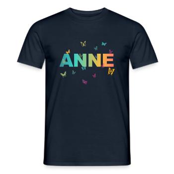 Anne - Beautiful name with butterflies, girls - Men's T-Shirt - navy - Front - AI Model Male 178 light (178cm)