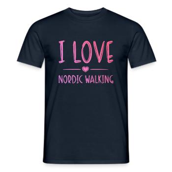 J’adore la marche nordique - T-shirt homme - marine - Devant - AI Model Male 178 light (178cm)