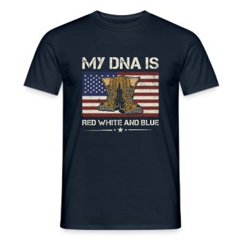 America My Dna Is Red White And Blue Army Veteran - Männer T-Shirt - Navy - Vorne - AI Model Male 178 light (178cm)