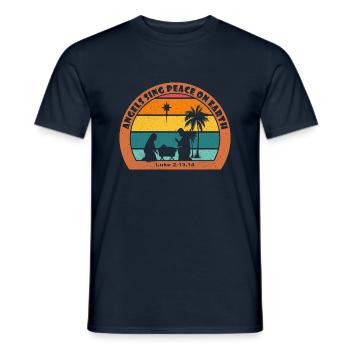Angels Sing Peace - Christmas Nativity with Jesus - Men's T-Shirt - navy - Front - AI Model Male 178 light (178cm)