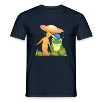 Drei Freunde - Pilz, Schnecke und Frosch - Männer T-Shirt - Navy - Vorne - AI Model Male 178 light (178cm)
