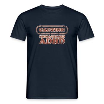 Vorsicht, ADHS - Männer T-Shirt - Navy - Vorne - AI Model Male 178 light (178cm)