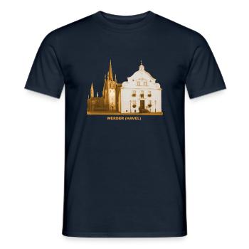 Werder Havel, Old Town Hall, Church Brandenburg - Men's T-Shirt - navy - Front - AI Model Male 178 light (178cm)