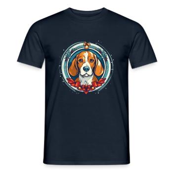 Beagle Hund Xma, Liebeshunde - Männer T-Shirt - Navy - Vorne - AI Model Male 178 light (178cm)
