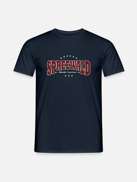 Spreewald Authentic Schriftzug rot - Männer T-Shirt - Navy