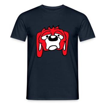 Dog looks unhappy sad shy fear - Men's T-Shirt - navy - Front - AI Model Male 178 light (178cm)