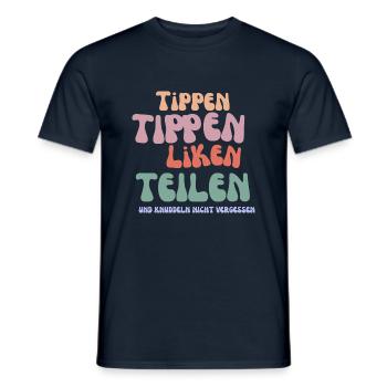 Tippen und liken - Männer T-Shirt - Navy - Vorne - AI Model Male 178 light (178cm)