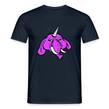 Unicorn, elephant, bad-tempered, angry, sad - Men's T-Shirt - navy - Front - AI Model Male 178 light (178cm)