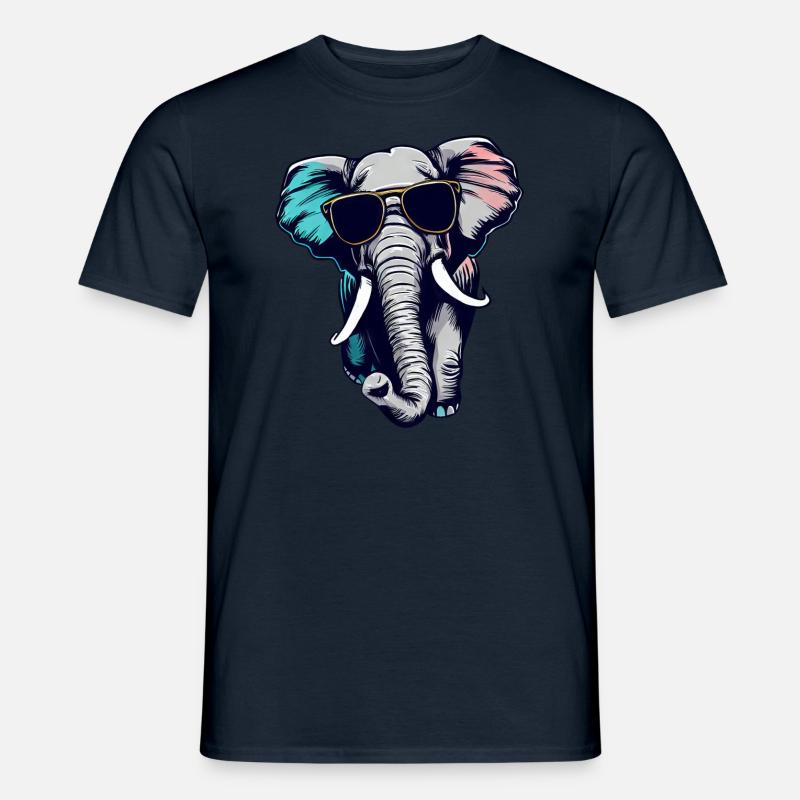 Cool Elefant - Elefant mit Sonnenbrille - Männer T-Shirt - Navy