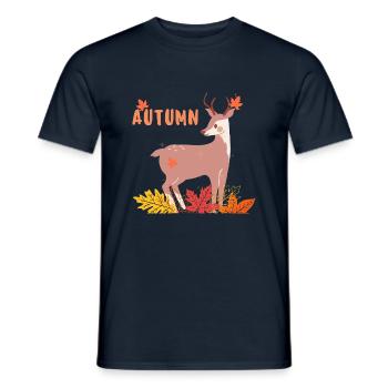 Leaf Autumn Tree Orange Fall Leaves Season - Men's T-Shirt - navy - Front - AI Model Male 178 light (178cm)