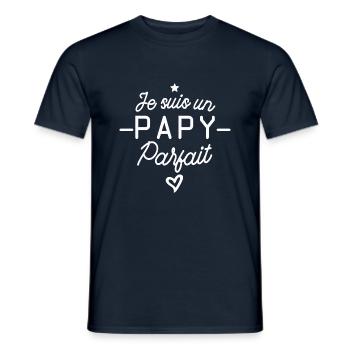 papy parfait / humour grand-père - T-shirt homme - marine - Devant - AI Model Male 178 light (178cm)