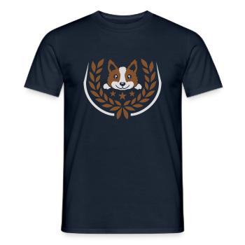 Emblem laurel wreath dog design - Men's T-Shirt - navy - Front - AI Model Male 178 light (178cm)