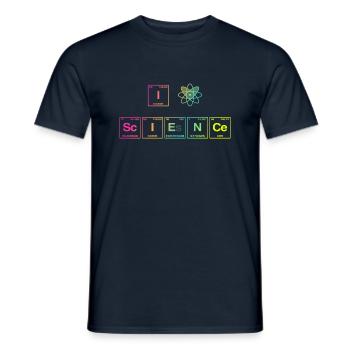 I LOVE SCIENCE - Système de perdiode d’éléments - T-shirt homme - marine - Devant - AI Model Male 178 light (178cm)