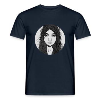 B/W Woman Face Abstract - Men's T-Shirt - navy - Front - AI Model Male 178 light (178cm)