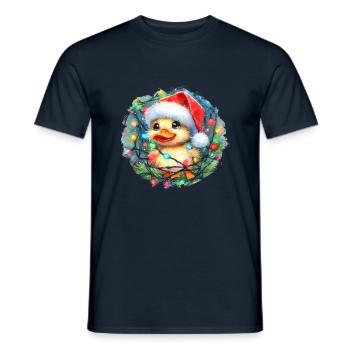 Christmas Duck - süßes Weihnachtsküken - Männer T-Shirt - Navy - Vorne - AI Model Male 178 light (178cm)