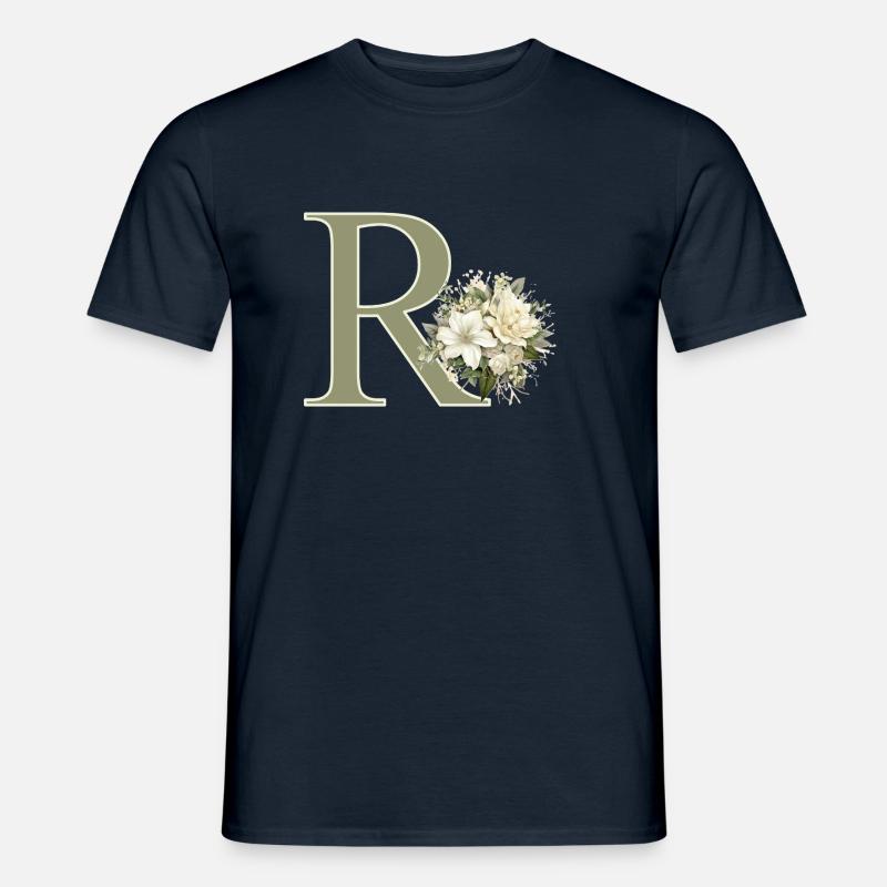 R mit Blumen - Männer T-Shirt - Navy