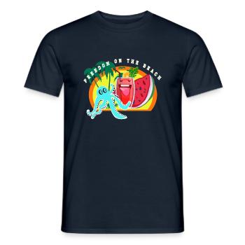 Plage, mer et liberté - T-shirt homme - marine - Devant - AI Model Male 178 light (178cm)