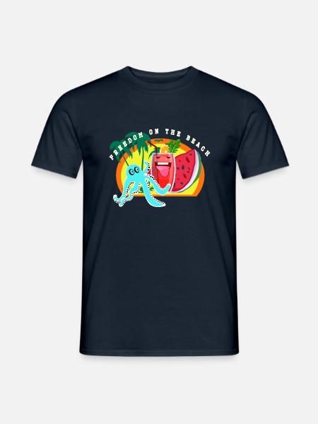 Plage, mer et liberté - T-shirt homme - marine