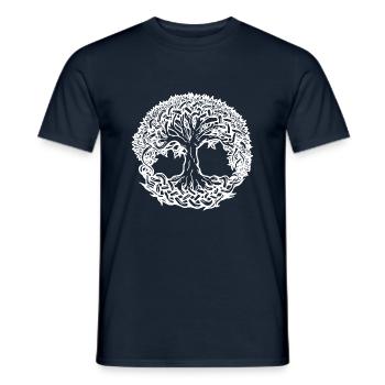 Lebensbaum Boho Weiß Natur Keltisch Geschenk norse - Männer T-Shirt - Navy - Vorne - AI Model Male 178 light (178cm)